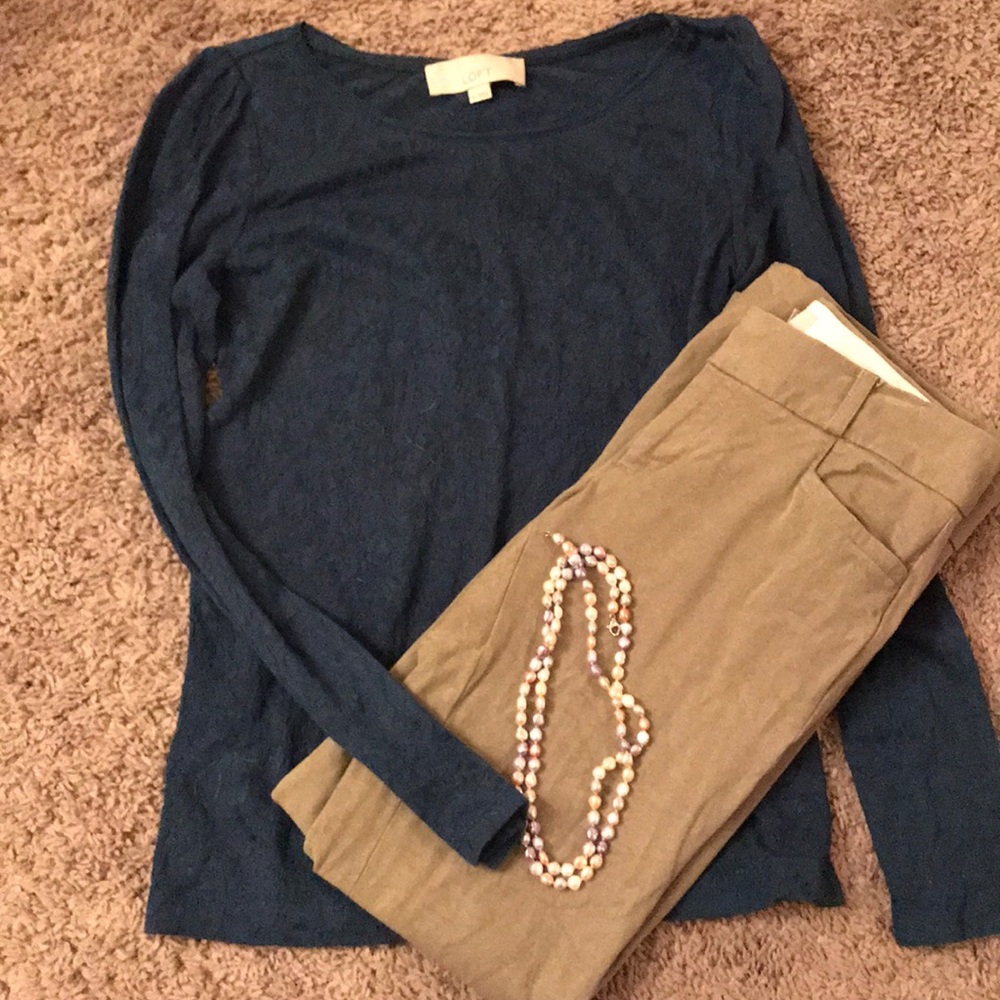 Long sleeve LOFT blouse with lace design